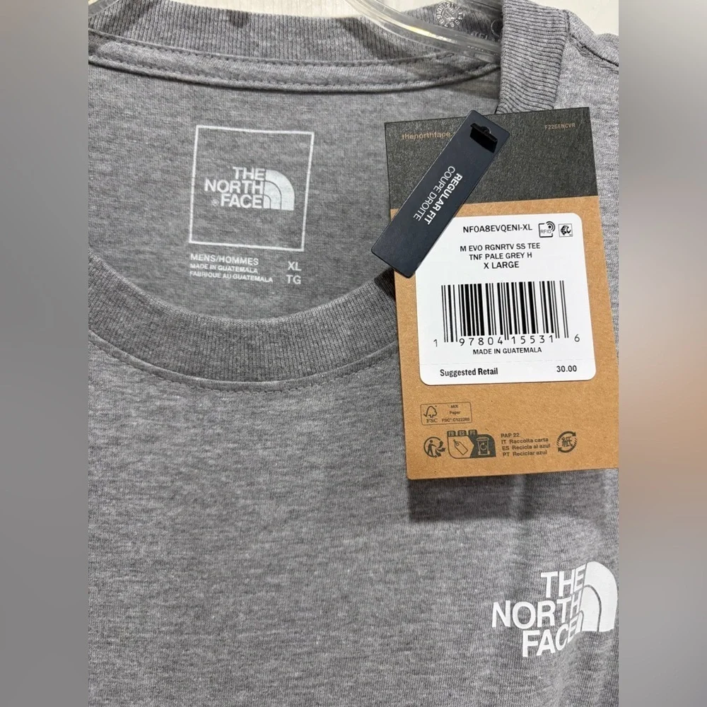 The North Face Men’s XL Evolution Regenerative Ink Box Short-Sleeve Tee Grey NWT
